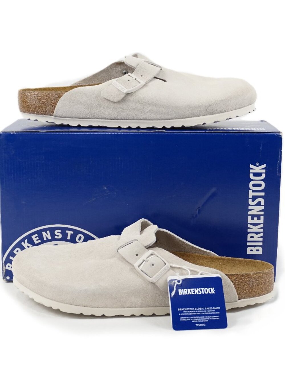 Birkenstock Boston Suede Clog In Antique White (1027667) Men's Size US 13 (NWT)